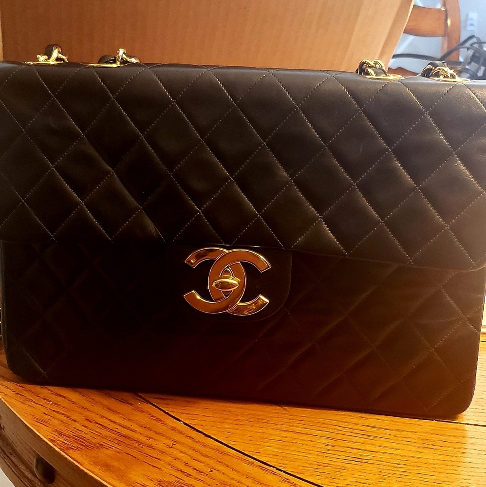 Chanel XL Maxi flap 24kt gold vintage bag 255  own a piece of Chanel history ✨️